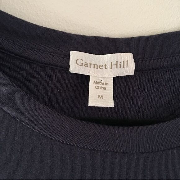 Garnet Hill Navy Blue Short Sleeve Adjustable Drawstring Cinch Dress | Medium - Picture 3 of 8